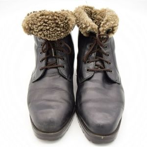 Vintage Siberian Husky Fur lined Leather Boots 7.5-8